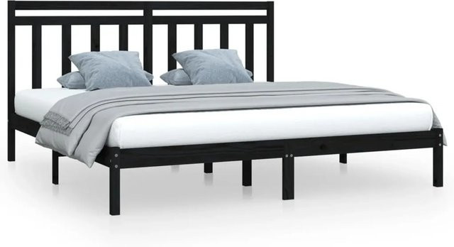 vidaXL Massivholzbett aus Kiefer in Schwarz, B/T: 200 x 200 cm - Bild 1