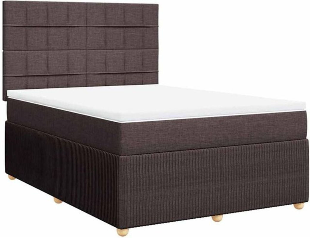 vidaxl Boxspringbett mit Matratze in Braun aus Stoff, B/T/H: 140 x 200 cm - Bild 1