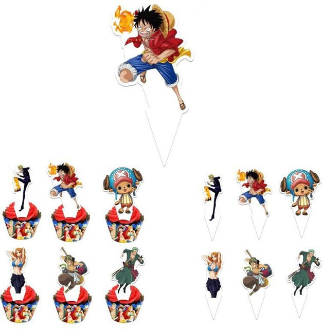 NobleRot One Piece Geburtstagsparty-Dekoration Handgefertigte Papier-Topper in Multicolour, 12 Stück - Bild 1