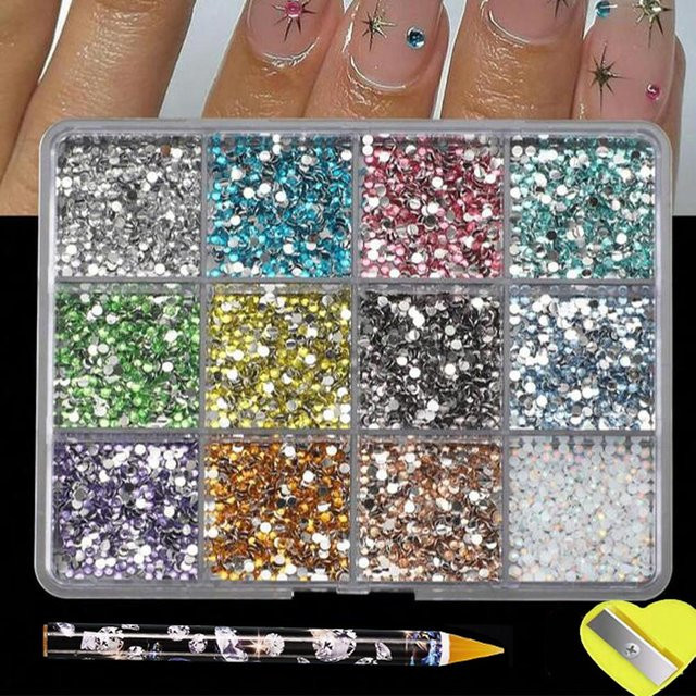 MAFANAILS Nagelcharms, 2mm, Glänzend, 12 Gitter, 2 Werkzeuge - Bild 1