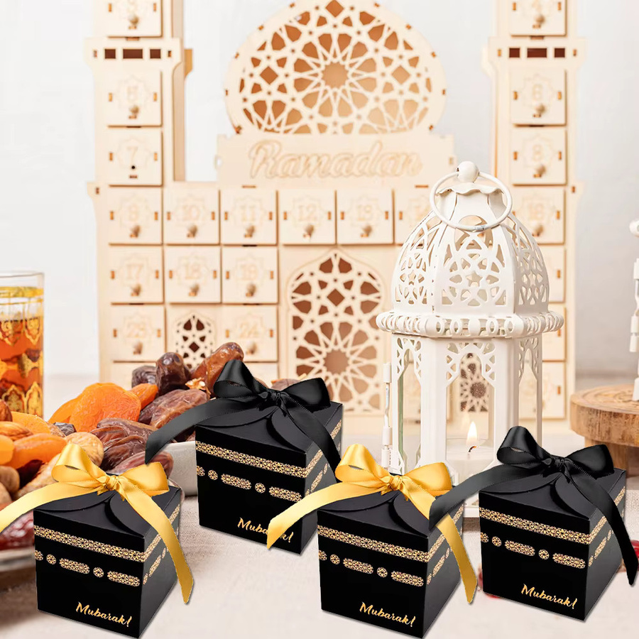10 Stück elegante Geschenkboxen aus Papier in Schwarz für Schokolade und Süßigkeiten für Hochzeiten und Geburtstage - Bild 2