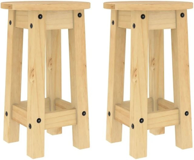Set aus 2 vidaXL Barhockern aus rustikalem Kiefernholz in Braun - Bild 1