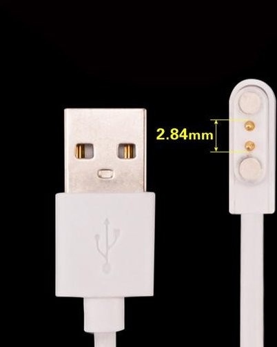 Universal Smart Watch Magnetisches Ladekabel von Aloisia in Weiß mit USB-A Anschluss für 2-Pin und 4-Pin Modelle (Größen: 7,62 mm und 2,84 mm) - Bild 1