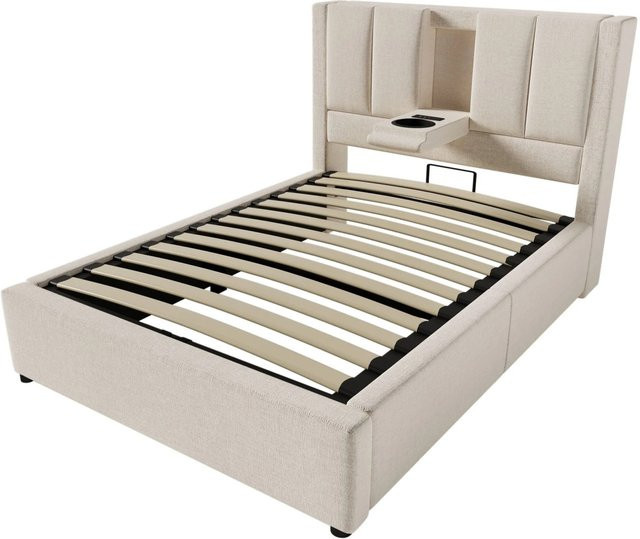okwish Polsterbett für das Kinderzimmer in Beige mit USB-Ladeport und Ablagefach B/T/H: 90 x 200 x 115 cm - Bild 1