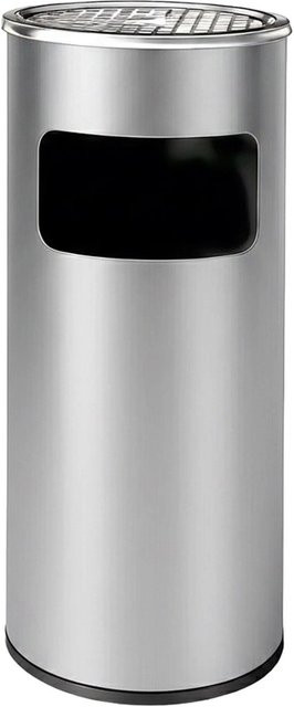 Relaxdays Standaschenbecher aus Eisen in Silber mit Inneneimer, Höhe: 60,5 cm, Durchmesser: 23,5 cm - Bild 1