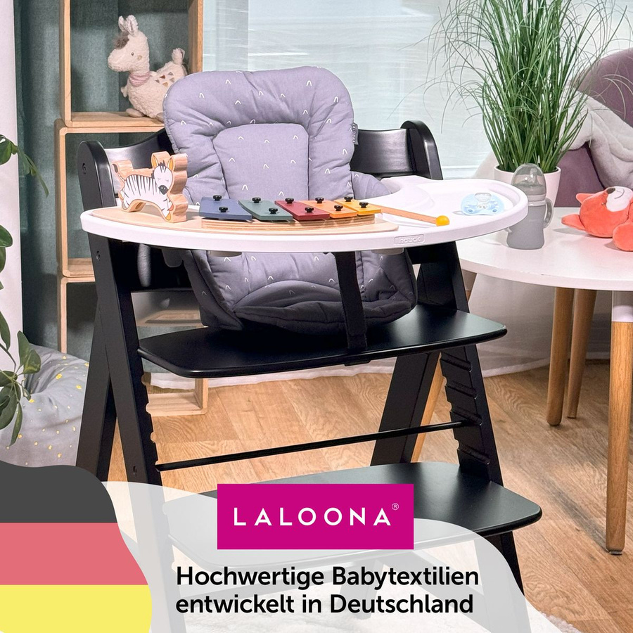 LaLoona Sitzverkleinerer Curves für Hauck Alpha Hochstuhl, Grau, Textil aus Baumwolle - Bild 6