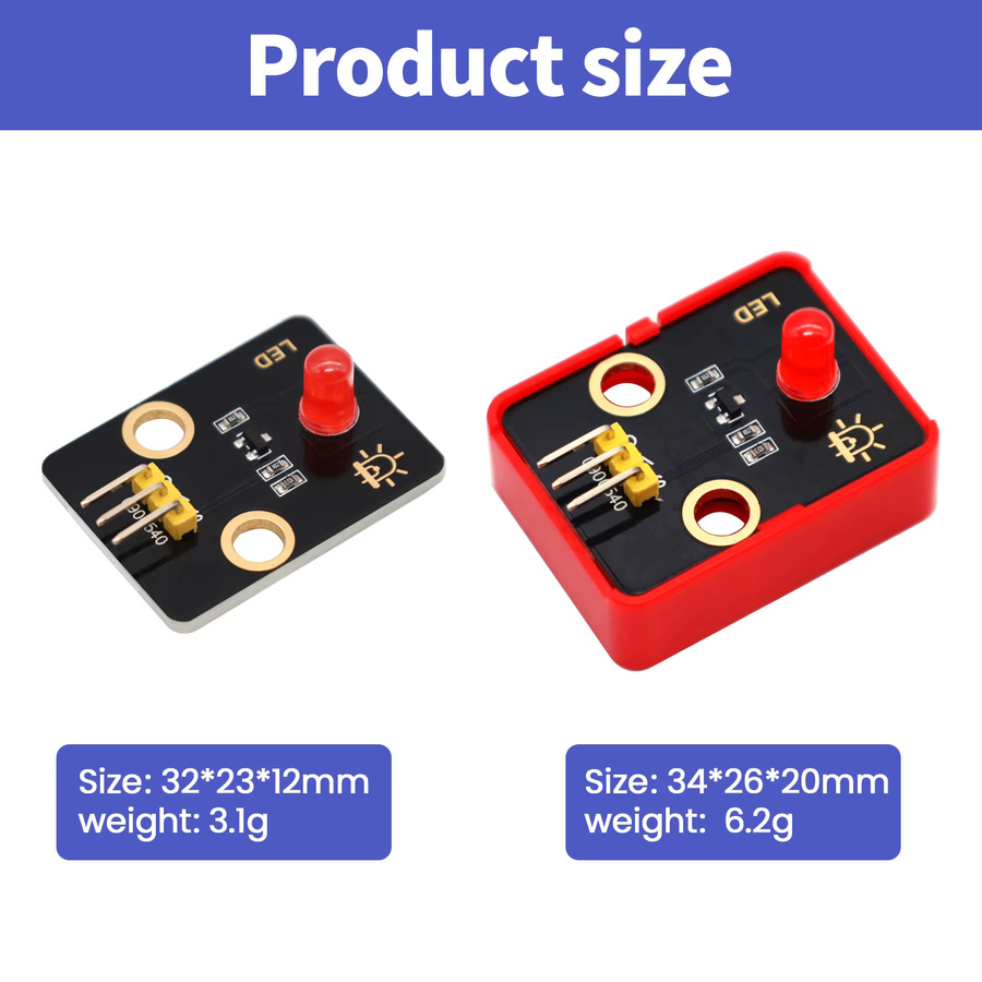 Keyestudio LED Modul DIY Elektronische Bausteine für Arduino, Microbit und Raspberry Pi in den Farben Rot, Gelb, Grün, Blau und Weiß - Bild 2