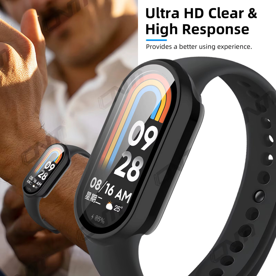 ONM Schutzset für Xiaomi Mi Band 10 mit gehärtetem Glas und harter PC-Schutzhülle in Schwarz und Grün - Bild 5