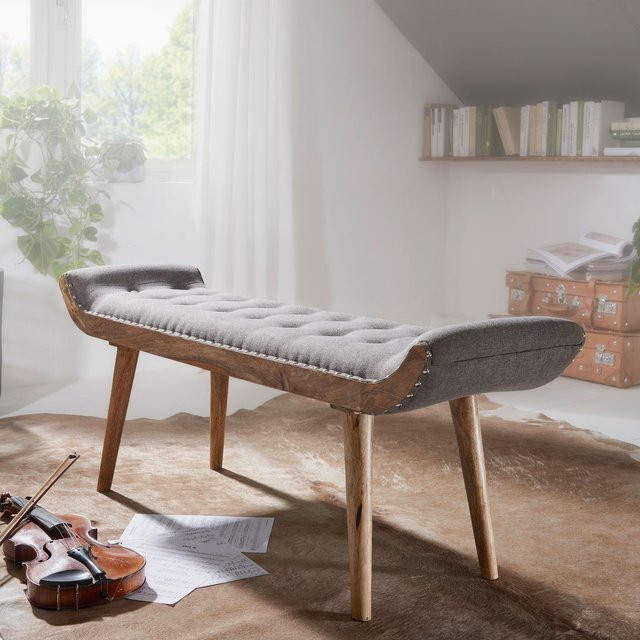 Gepolsterte Chesterfield Sitzbank von Finebuy aus Stoff und Massivholz, Breite: 120 cm - Bild 1