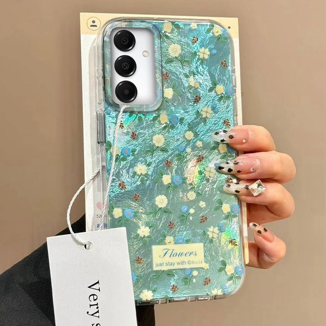 Handyhülle mit grünem floralem Rosen-Farbverlauf für Samsung Galaxy Modelle - Bild 1