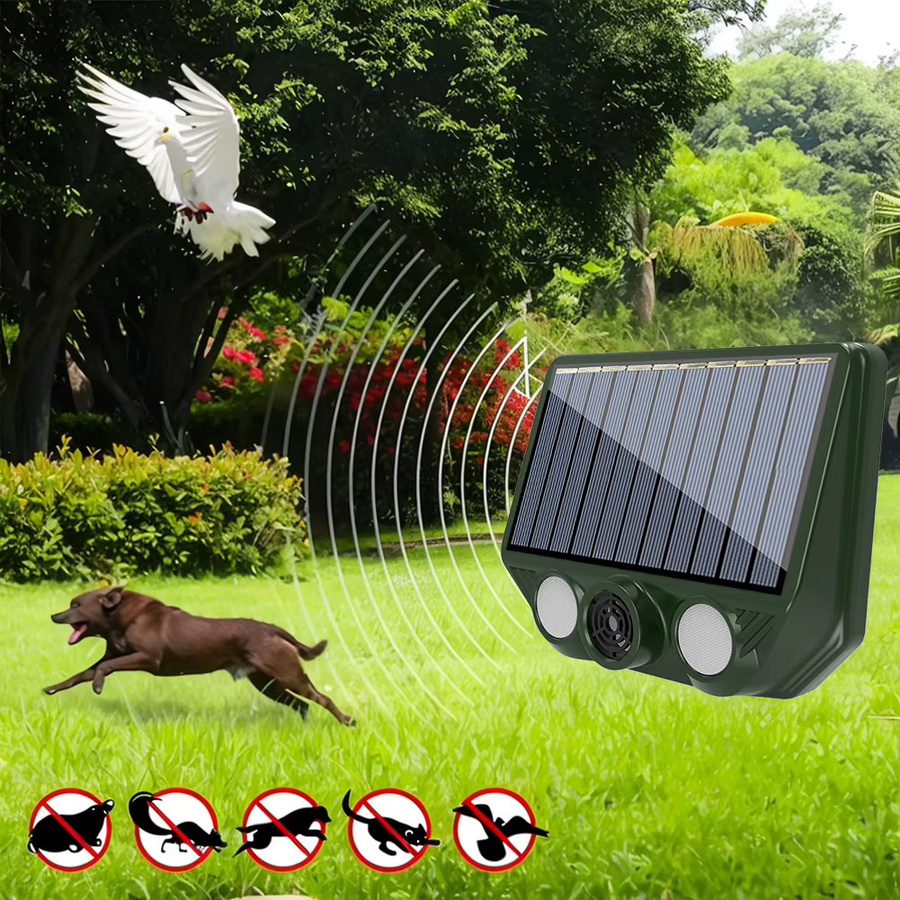 APWIKOGER Ultraschall-Tierabwehrgerät mit Rot-Weiß-Blitzlichtfunktion, solarbetrieben und wasserdicht, ideal für Garten und Gewächshaus - Bild 3