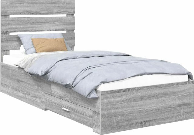 vidaXL Bettrahmen modern in Grau aus Holzwerkstoff B/T/H: 100 x 200 x 103 cm - Bild 1