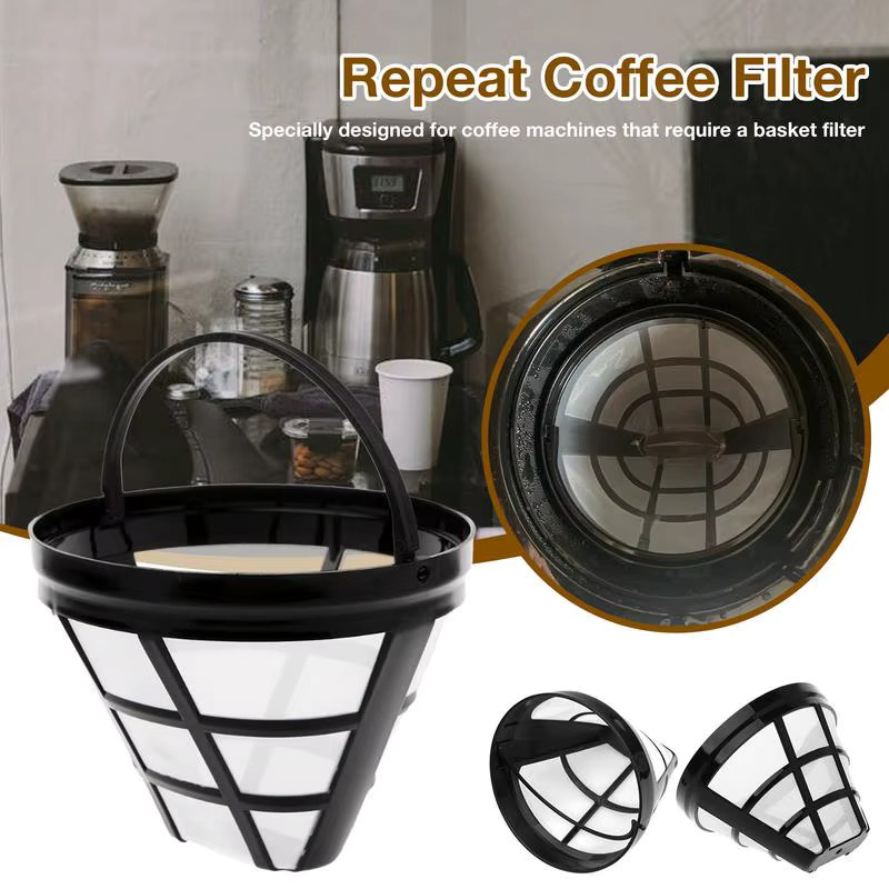 Wiederverwendbarer Kaffee-Filter aus Edelstahl und Nylon mit feinem Mesh-Sieb in Kegelform, erhältlich in Silber oder Schwarz - Bild 5