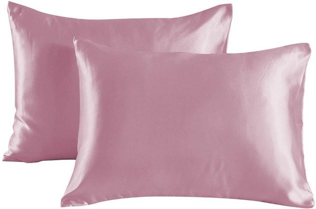 Cozy Up Home Seiden-Kissenbezüge aus Satin in Pink, 2er-Set, kühlend und beidseitig nutzbar, B/L: 51 x 102 cm - Bild 1