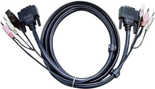 ATEN KVM Anschlusskabel in Schwarz mit 2x 3.5 mm Klinkenstecker, DVI-D und USB-A - Bild 1