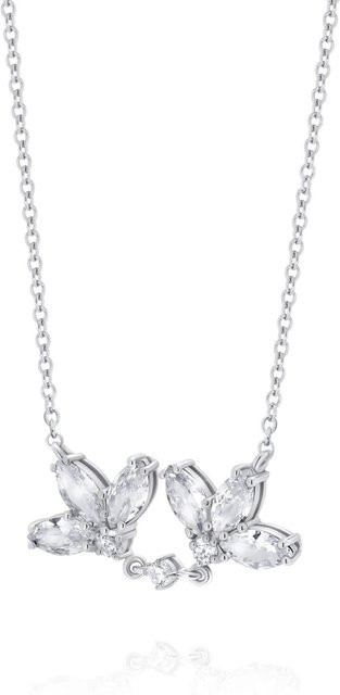 Leis Kette 925 Sterling Silber, Blume, Zirkonia weiß, Unisex - Bild 1
