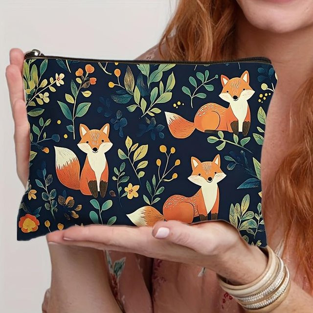 Ruidi bb Kosmetiktasche, Fuchs-Print, Polyester, 18x25cm, Unisex - Bild 1
