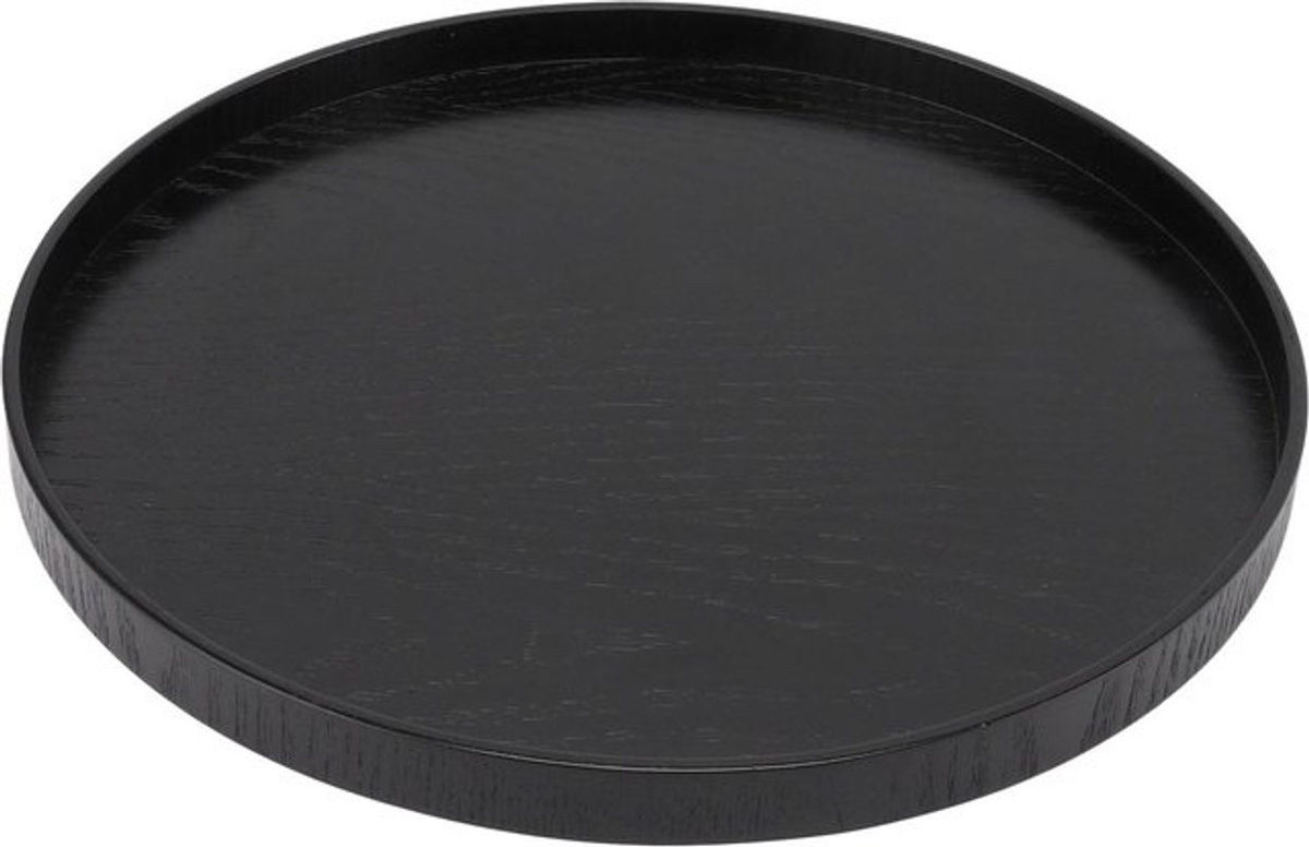 Rundes Serviertablett aus Holz von TOMTOP JMS in Schwarz, Durchmesser: 30 cm - Bild 1