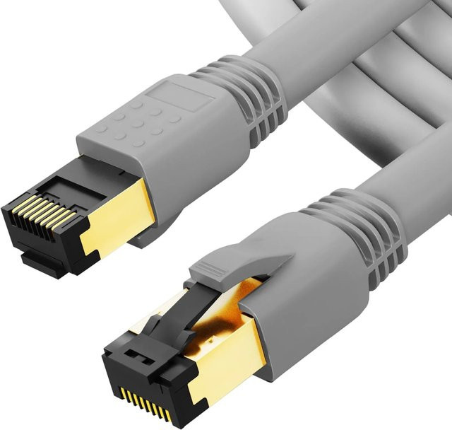 hb-digital CAT 8.1 Patchkabel RJ45 S/FTP LAN Kabel Grau, Länge: 5 m - Bild 1