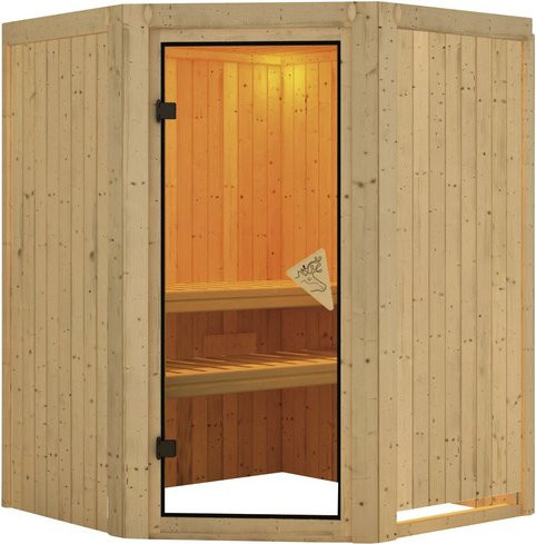 Karibu Sauna Tartu für 3 Personen aus Fichte in Beige, B/T/H: 198 x 151 x 151 cm - Bild 1