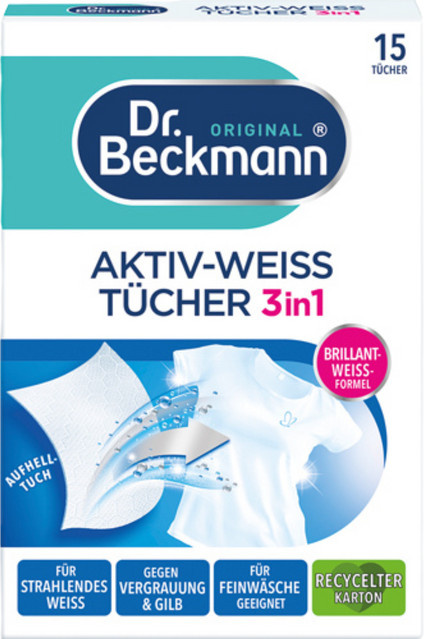 Dr. Beckmann Aktiv Weiss Tücher 3in1 Aufhelltücher, 15 Stück - Bild 1