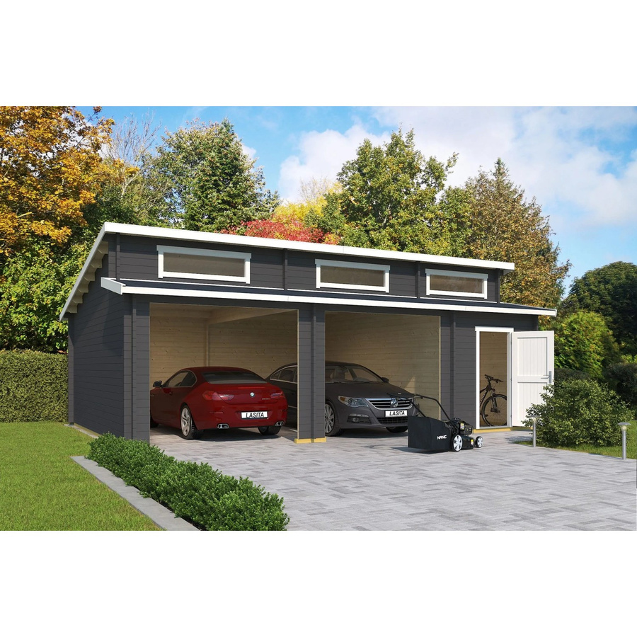 Blockgarage Lasita Maja Hawaii in Grau mit Außenmaß B: 820 cm x T: 579,6 cm - Bild 4