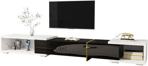 MUVOE TV-Möbel in Weißer Marmor Optik mit Schwenkfunktion und zeitgenössischem Design in Weiß glänzend - Bild 1