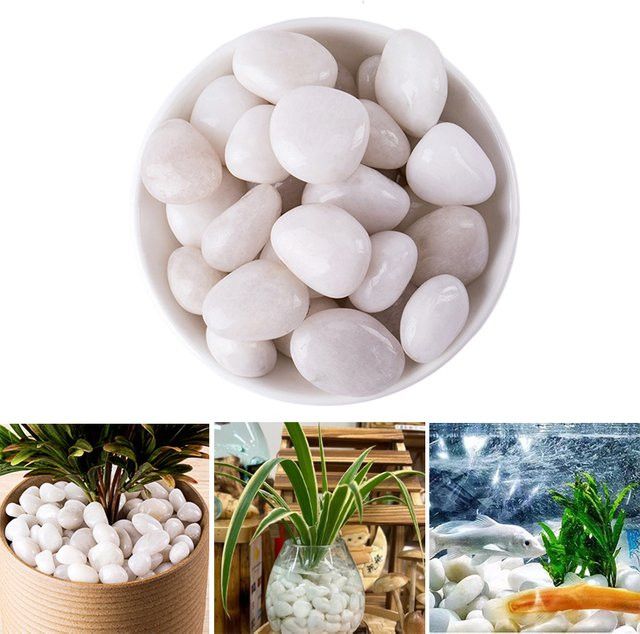 IFITU PUBO Kieselsteine weiß hochglanzpoliert für Garten, Hof und Aquarium, 300g bis 800g, Größe: 2-3 cm - Bild 1