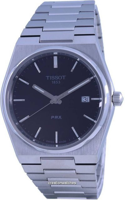Tissot Armbanduhr PRX, Quarz, Edelstahl, Schwarz, 40 mm, Herren - Bild 1