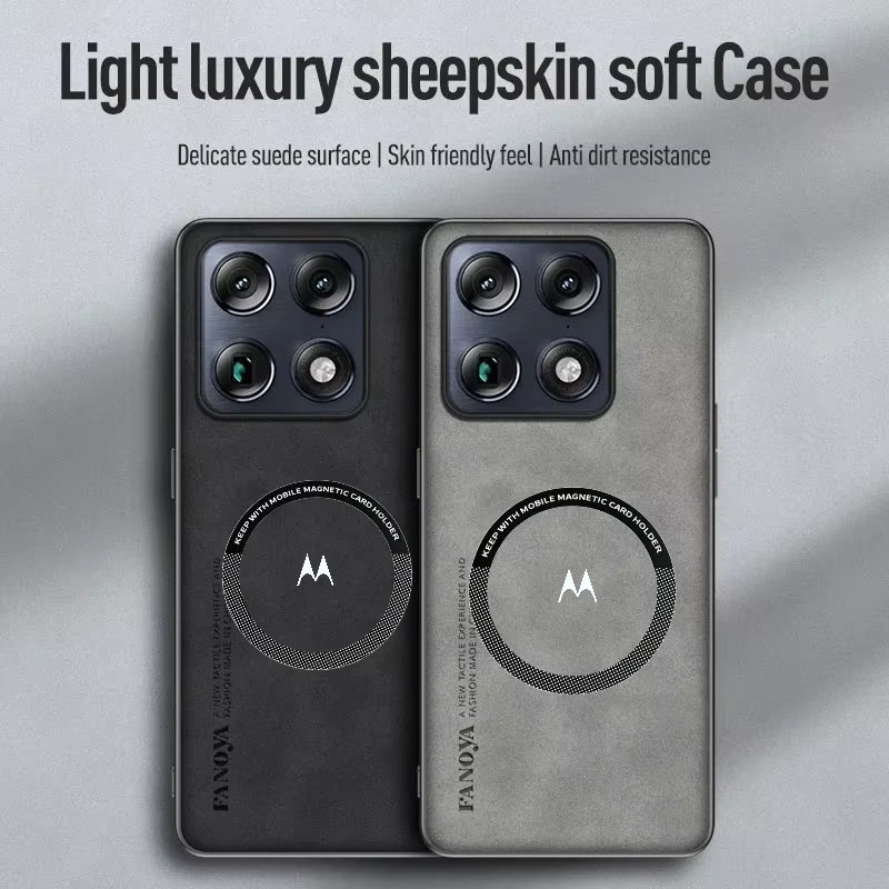 Motorola Business Schafsleder-Hülle mit Auto-Magnethalterung für Moto Edge 70 Ultra X70 Air 60 Pro Fusion 50 Ultra in Rot - Bild 3