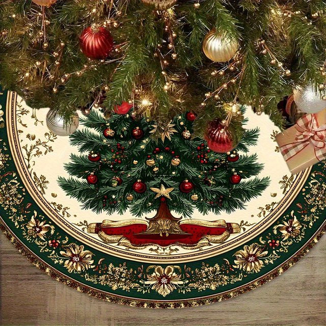 VIKAMA Weihnachtsbaum Basis Dekoration Abdeckung im Retro-Stil mit floralem Muster in Multicolour - Bild 1
