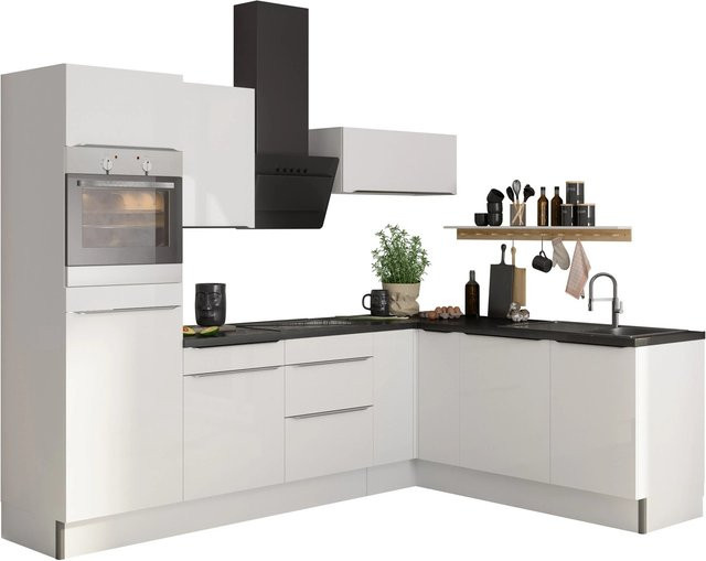Optifit Winkelküche Optikoncept Arvid in Weiß, modern und glänzend, Breite: 270 cm - Bild 1