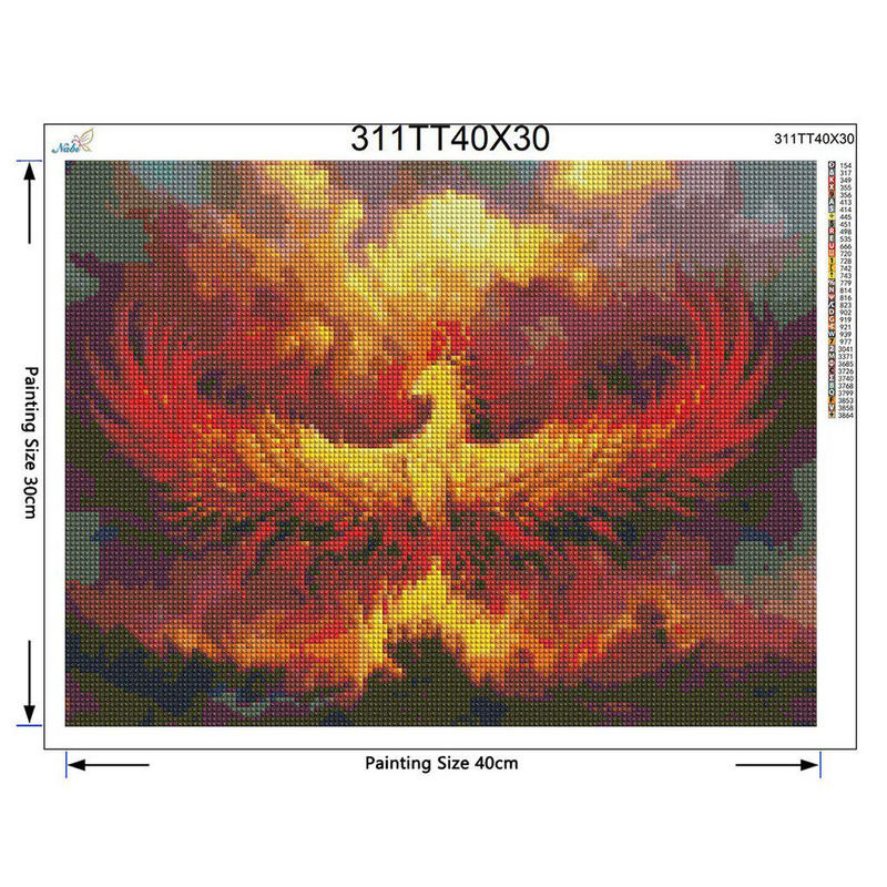 FIYO Diamond Painting Set Fire Phoenix Motiv, Mehrfarbig, B/H: 20 x 30 cm - Bild 2