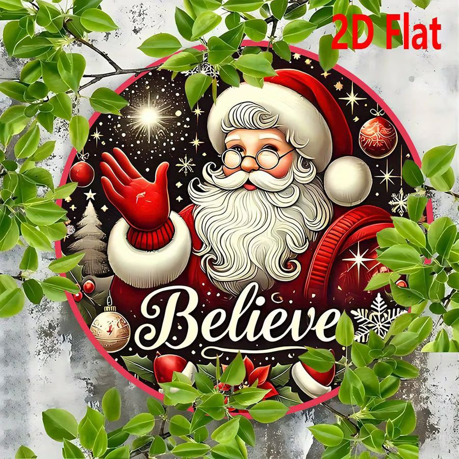 Weihnachtliche Wanddekoration aus Metall von Potdemiel mit Weihnachtsmann in Rot, Grün und Gold, Allwetter-Alu-Deko - Bild 4