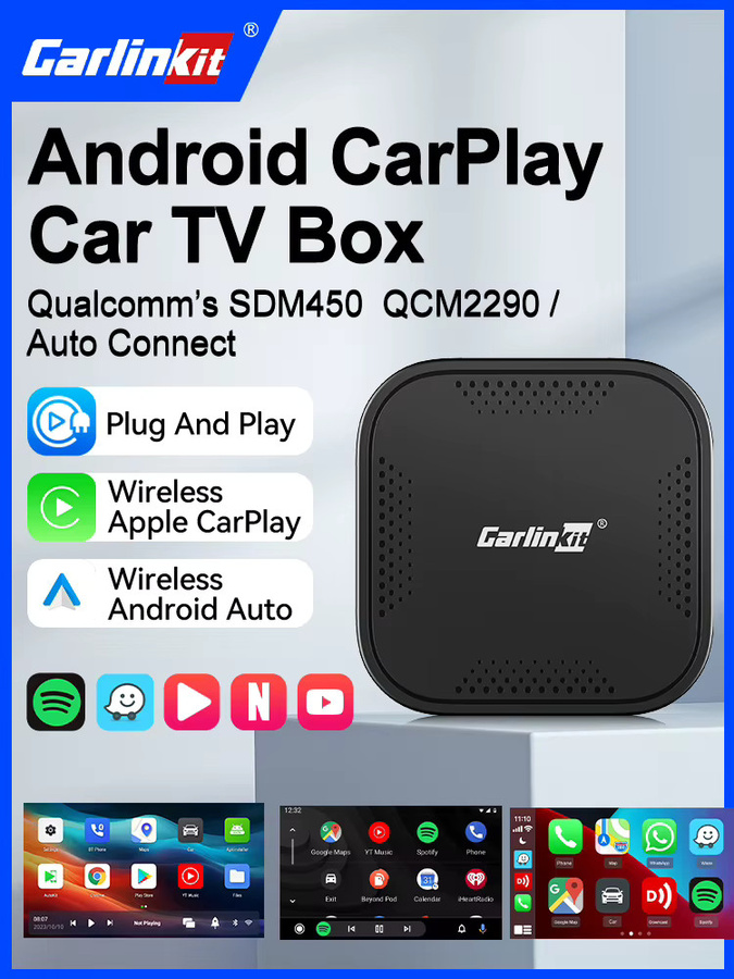 CarlinKit 3-in-1 Basic Pro Android TV Box CarPlay AI Box, Schwarz - Bild 1