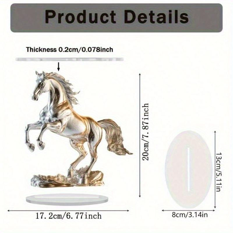 Elegante 2D Acryl Pferdestatue von LCAuto parts in Mehrfarbig und Gold, klassisches Design aus Kunststoff, B/H: 20 x 18,3 cm - Bild 2