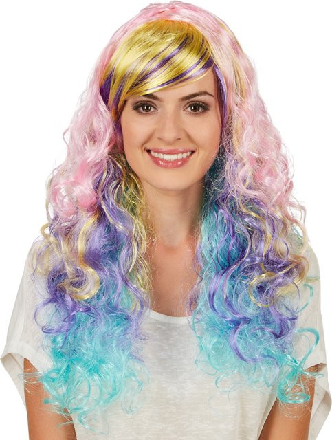 tectake Frauenperücke Locken Ombré Pastell - Bild 1