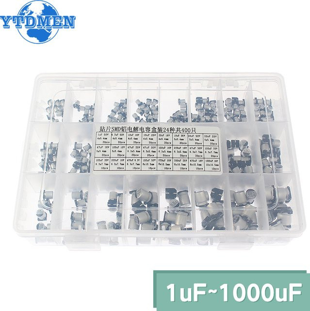 YTDMEN SMD Aluminium-Elektrolytkondensator Set, 400 Stück, Farbe: Silber - Bild 1