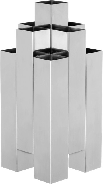 Ferm Living Tessera Vase in Silber und Transparent mit geometrischem Design - Bild 1