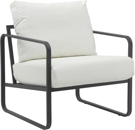DELUKE Lounger Sessel JAKART Clubsessel aus Kunstleder in Weiß mit Metallgestell B/T/H: 70 x 74 x 82 cm