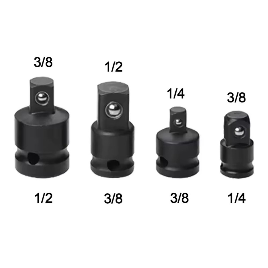 Schlagstecker Adapter Set in Schwarz: Reduzierstück Konverter 1/2 auf 3/8, 3/8 auf 1/4 und 3/4 auf 1/2 für Reparaturwerkzeuge - Bild 2