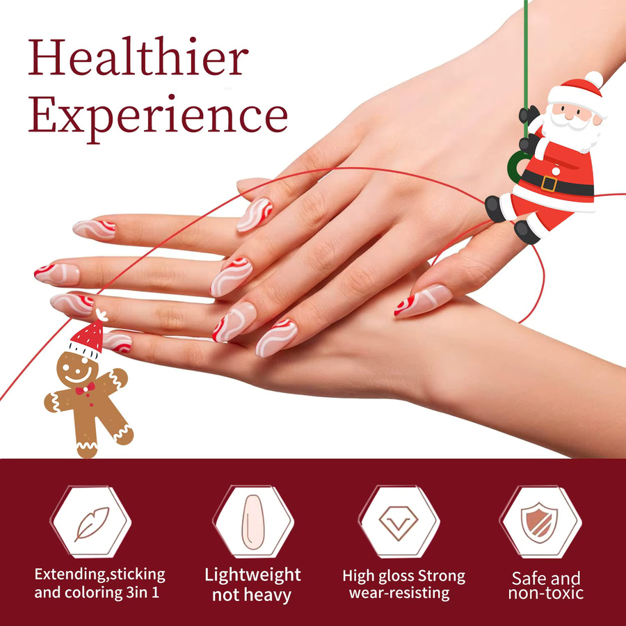 NOCIS Nagelgel 6-Farben-Set, glänzend, weiß, rot, glitzernd - Bild 2