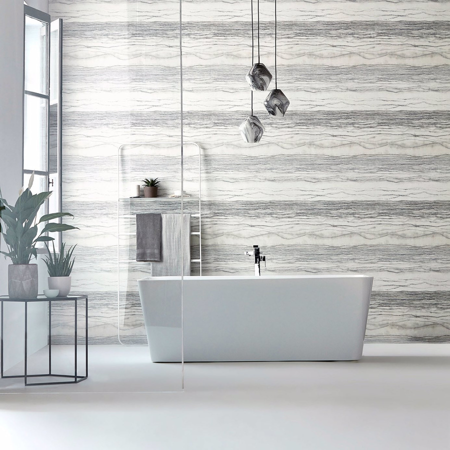 Harlequin Tapete Metamorphic in Ash/Carrara mit geometrischem Abstract-Design aus Vinyl - Bild 1