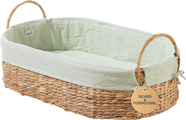 Geuther Moses Baby Nest aus Wasserhyazinthe und Bio-Baumwolle in Green - Bild 1