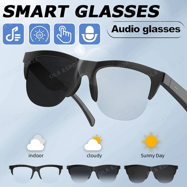 Ola Esporte Smart-Sonnenbrille mit Bluetooth, KI-Sprachnavigation und photochromen Linsen, wasserdicht, Schwarz oder Weiß - Bild 1