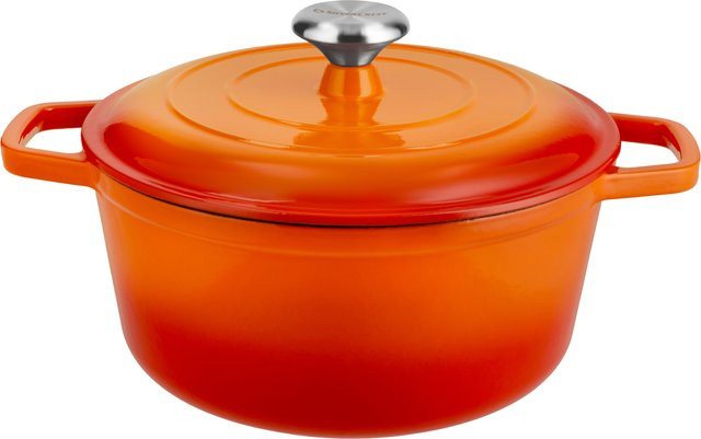 SILVERCREST Premium-Gusseisentopf aus emailliertem Gusseisen in Orange, Durchmesser: 25 cm - Bild 1