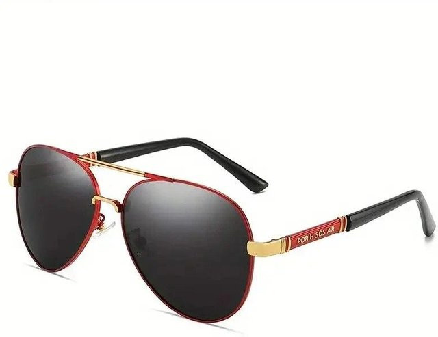 NATAWA Sonnenbrille, Metall, Vollrand, Rund, Rot, Polarisiert, Herren - Bild 1