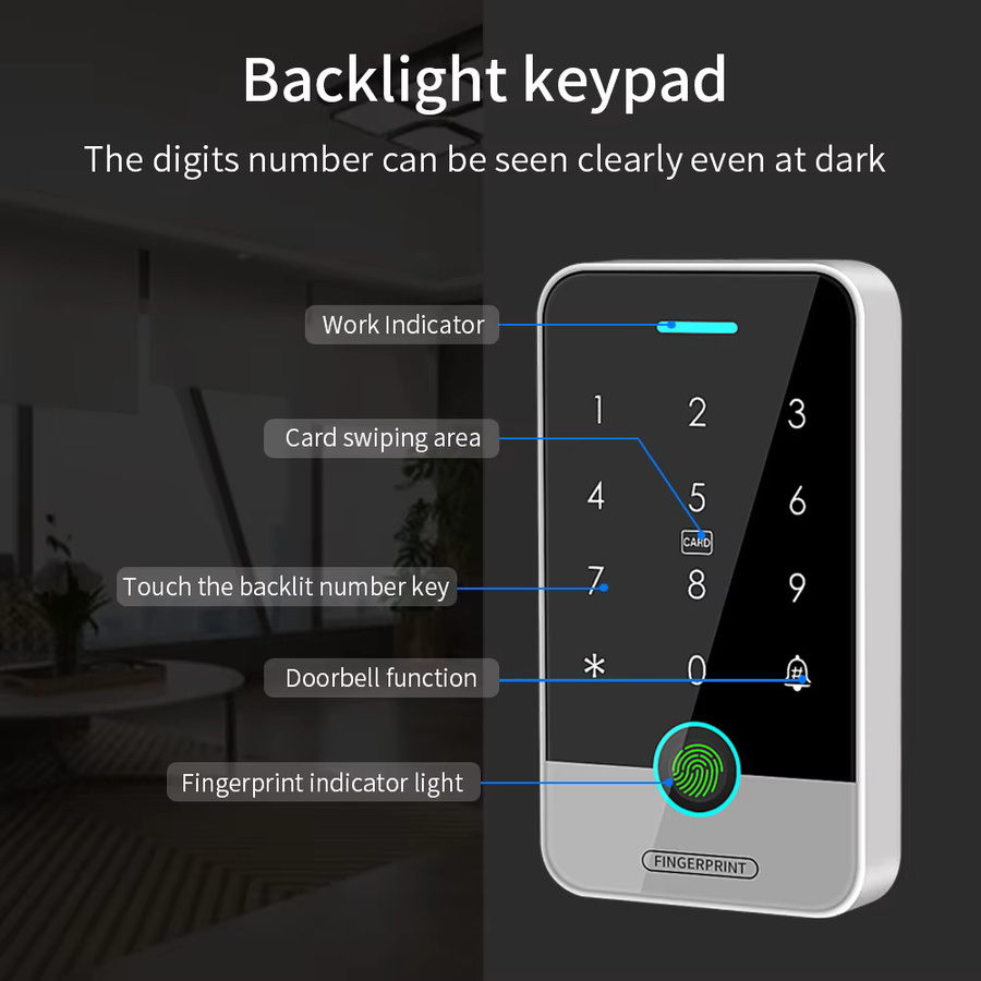 LUCKING DOOR Smart Zugangskontrolle mit Fingerabdruck, RFID NFC und Bluetooth via Tuya App Unterstützung - Bild 3