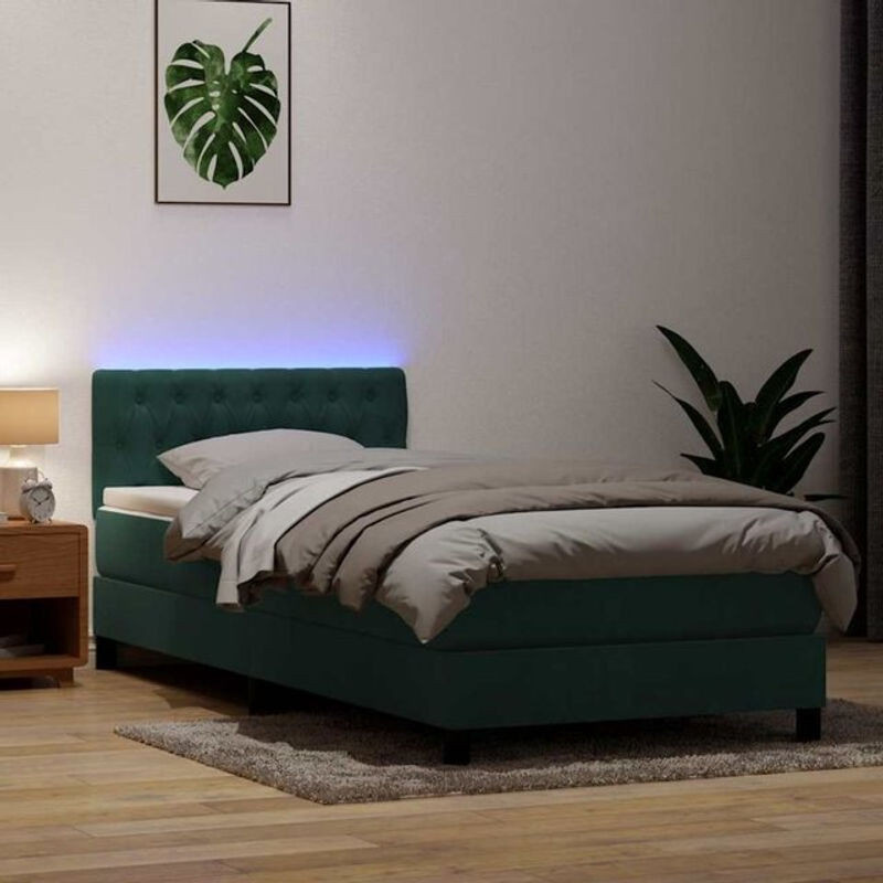 Vidaxl Boxspringbett mit Matratze in Grün aus Samt, Modern, B/T/H: 80 x 220 x 88 cm - Bild 1