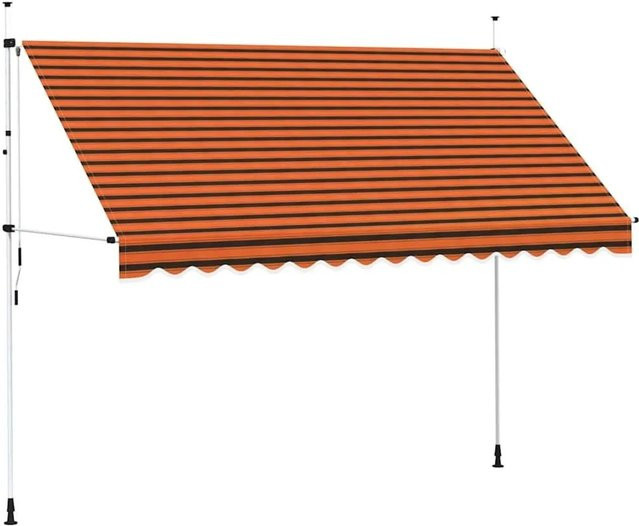 vidaXL Einziehbare Markise Handbetrieben, Farbe: Orange-braun, Breite: 350 cm, Tiefe: 120 cm - Bild 1